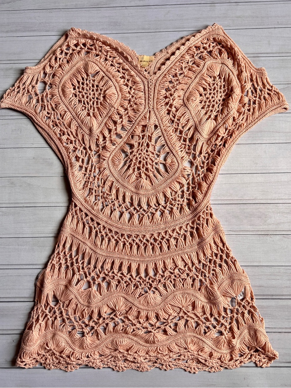 Light Pink Crochet Mini Dress